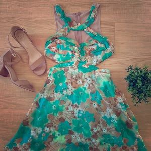 Hot Miami Styles Floral Cut-Out Dress
